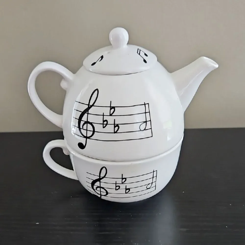 Vintage Musical Note Teapot and Cup Set